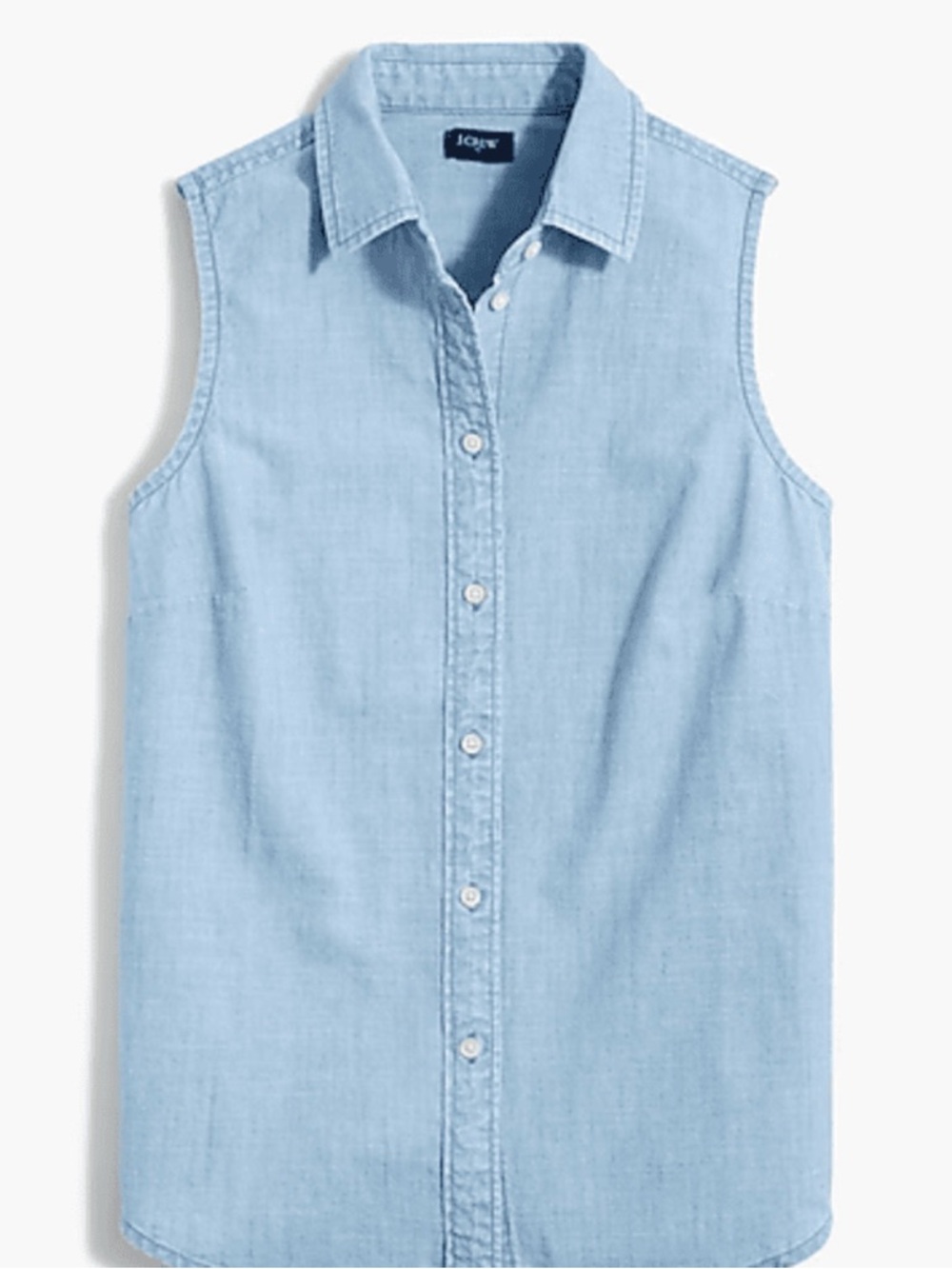 J. Crew Factory Sleeveless Chambray Button-Down Shirt in Light Blue - Picture 2 of 6